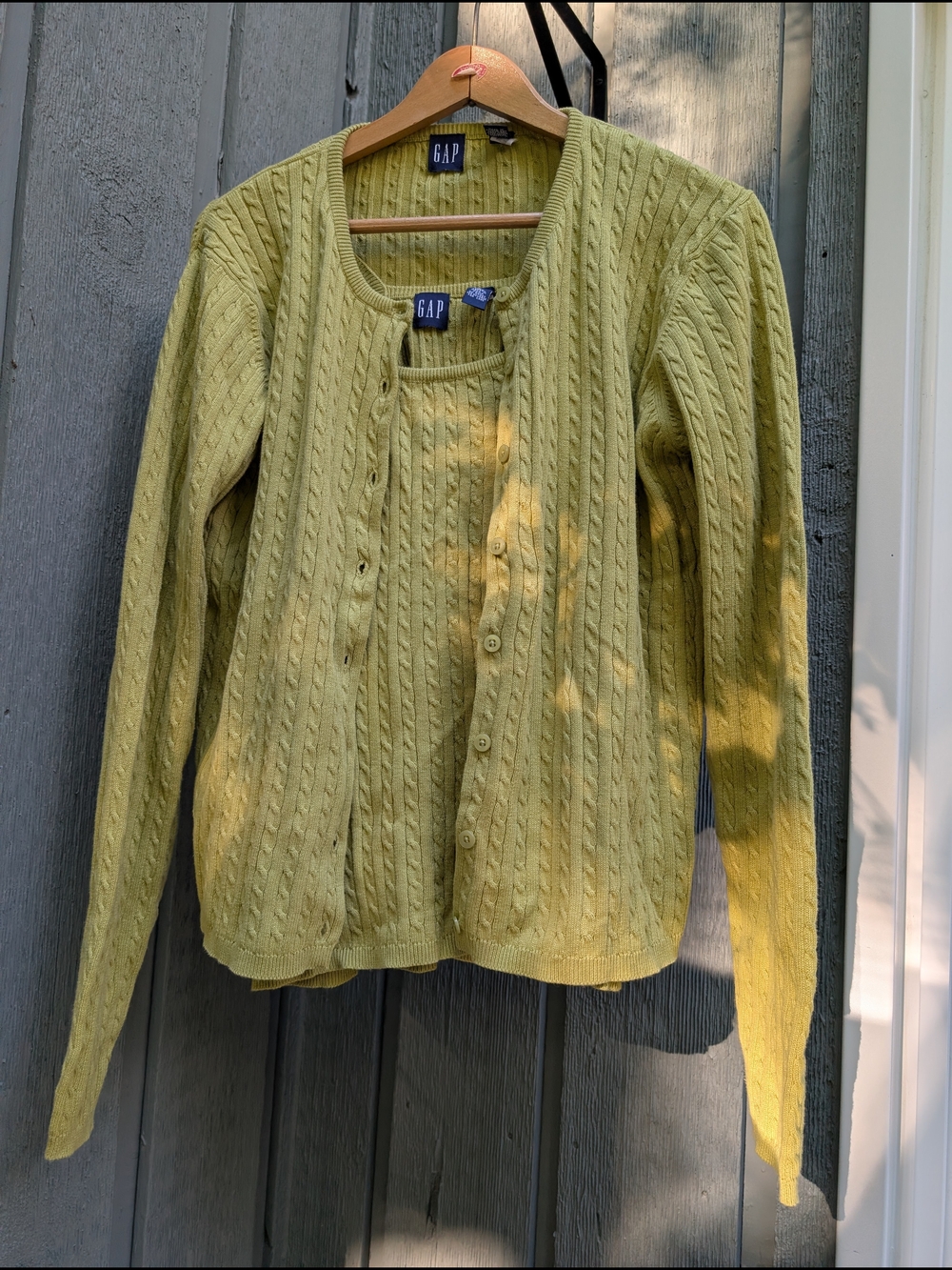 GAP Light Green Cable-Knit Cardigan and Tank Set